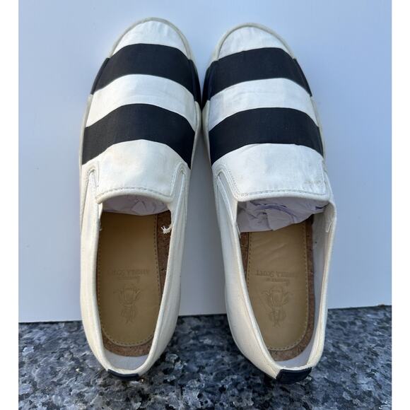 The Office of Angela Scott The Hammonds Black White Canvas Slip On Shoes Size 10 - Picture 1 of 14